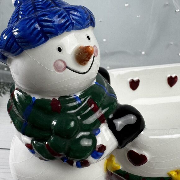 Earthenware Holiday Santa Claus Snowman Christmas Cracker Dish #20639 - Picture 11 of 15